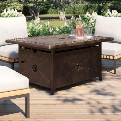 Ebern Designs Spicewood Aluminum Propane Fire Pit Table Aluminum in Brown/Gray | 23.5 H x 35.5 W x 49.5 D in | Wayfair