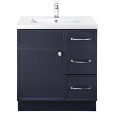 Breakwater Bay Macon 30" Single Bathroom Vanity Set Wood/Solid Surface in Blue/Brown, Size 34.69 H x 30.0 W x 21.0 D in | Wayfair