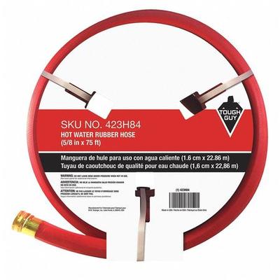 ZORO SELECT 423H84 Water Hose,Hot/Cold,Rubber,75 ft.,Red
