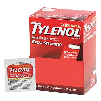 TYLENOL 044910 Pain Relief,Tablet,500mg Size, 50PK