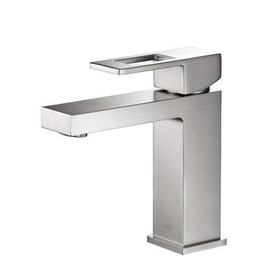 KIBI Cubic Single Hole Bathroom Faucet w/ Optional Drain Assembly in Gray | Wayfair KBF1002BN