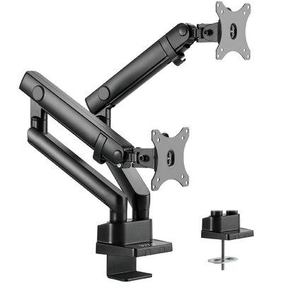 Vivo Pneumatic Arm Dual Monitor Desk Mount in Black, Size 5.0 H x 11.0 W in | Wayfair STAND-V102BB