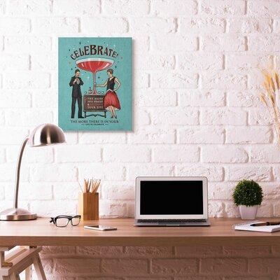 Wrought Studio™ 'Celebrate Vintage Comic Book Red Design' by Ester Kay Graphic Art on Canvas in Blue | 30 H x 24 W x 1.5 D in | Wayfair