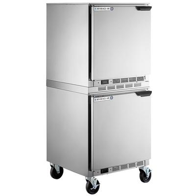 Beverage-Air UCF27AHC-24 Double Stacked 27" Undercounter Freezer with Left Hinged Doors and 6" Casters