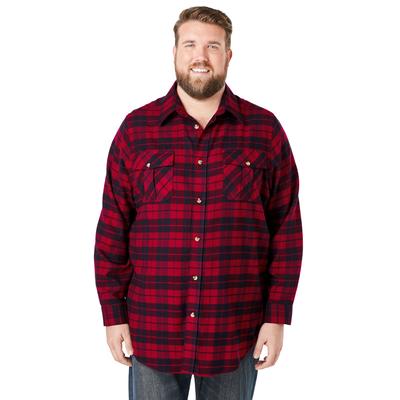 Men's Big & Tall Plaid Flannel Shirt by KingSize in Rich Burgundy Plaid (Size XL)