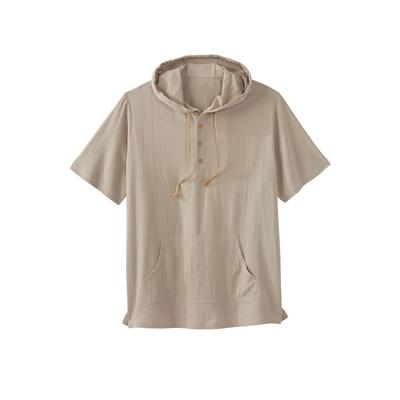 Men's Big & Tall KS Island™ Gauze Short-Sleeve Hoodie by KS Island in Sand Grey (Size XL)