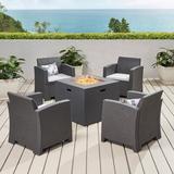 Winston Porter 5 Peice Seating Group w/ Cushions Synthetic Wicker/All - Weather Wicker/Wicker/Rattan | Outdoor Furniture | Wayfair