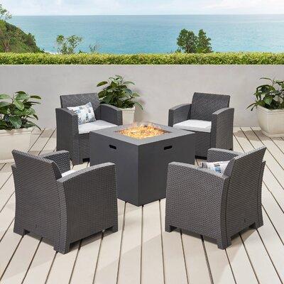 Winston Porter 5 Peice Seating Group w  Cushions Synthetic Wicker All - Weather Wicker Wicker Rattan | Outdoor Furniture | Wayfair