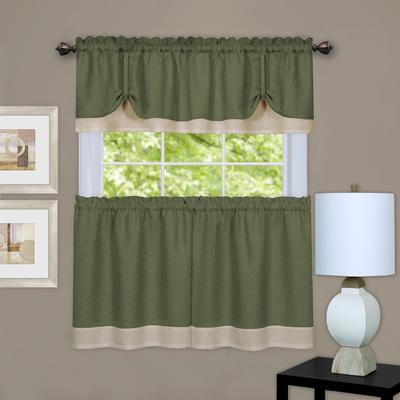 Wide Width Darcy Window Curtain Tier and Valance Set by Achim Home Décor in Green Camel (Size 58