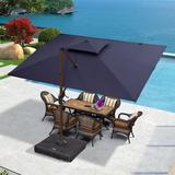Purple Leaf Double Top Deluxe 9' x 12' Rectangular Cantilever Umbrella (must purchase base separately) Metal in Blue/Navy | 108 H in | Wayfair