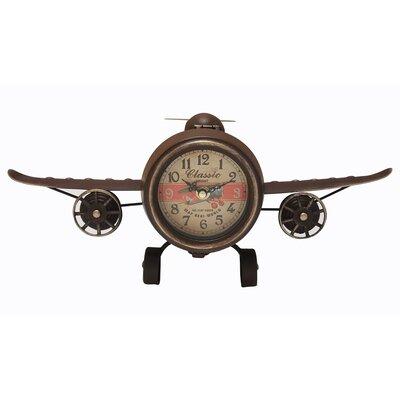 Williston Forge Rustic Vintage Airplane Table Clock Metal, Size 8.0 H x 16.5 W x 9.5 D in | Wayfair B4A3FDCDBE4D4E6BAB788D8F21182D1E