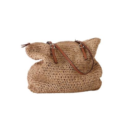 Women's Zip Top Straw Bag by ellos in Natural