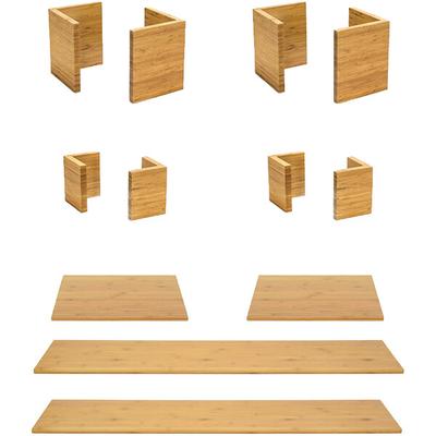 Front of the House BST048MUM28 12-Piece Natural Bamboo L-Shape Riser Set with Natural Bamboo Buffet Boards