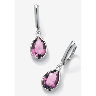 Sterling Silver Drop Earrings Pear Cut Simulated Birthstones by PalmBeach Jewelry in June