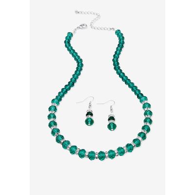 Silver Tone Graduated Necklace & Earring Set Simulated 18" plus 2" ext by PalmBeach Jewelry in May