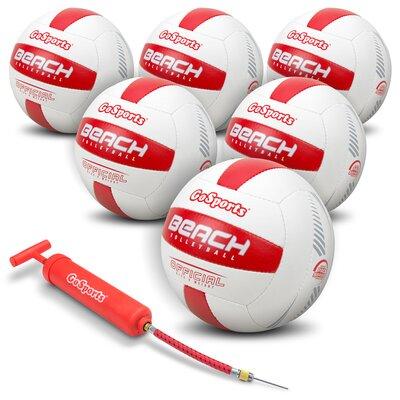 GoSports Pro Series Outdoor Beach Volleyball 6-Pack - Regulation Size Plastic in Red White, Size 25.5 H x 25.5 W x 25.5 D in | Wayfair