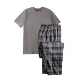 Men's Big & Tall Jersey Knit Plaid Pajama Set by KingSize in Black Plaid (Size 2XL) Pajamas