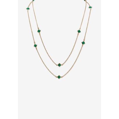 Women's Gold Tone Endless 48" Necklace with Princess Cut Birthstone by PalmBeach Jewelry in May