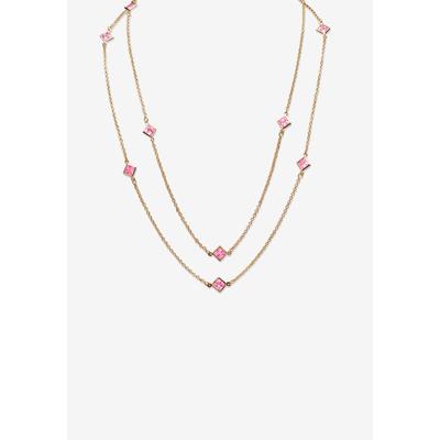 Women's Gold Tone Endless 48" Necklace with Princess Cut Birthstone by PalmBeach Jewelry in June