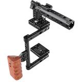 CAMVATE Half Camera Cage with Top Handle & Wood Side Grip for DSLR/Small Camera C1373