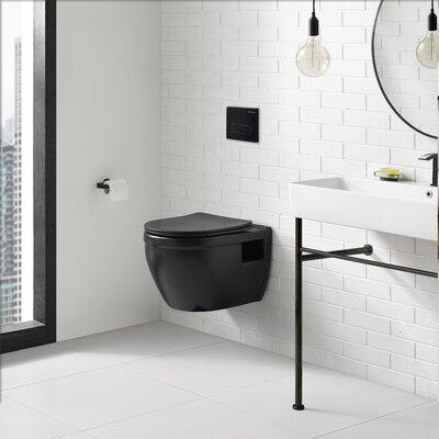 Swiss Madison Ivy Dual-Flush Elongated Wall-Mount Toilet (Seat Included) in Black | 13.38 H x 14.75 W x 20.69 D in | Wayfair SM-WT450MB