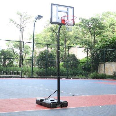 Ubesgoo Adjustable Height 6.88-8.5 Ft. Portable Full-Size Basketball Hoop Polyvinyl Chloride (PVC) in Black/Blue/Red | 37.4 W x 27.6 D in | Wayfair