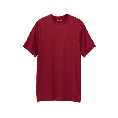 Men's Big & Tall Shrink-Less™ Lightweight Longer-Length Crewneck Pocket T-Shirt by KingSize in Rich Burgundy (Size 7XL)
