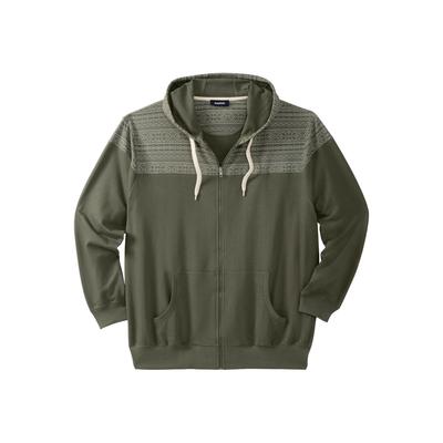 Men's Big & Tall French Terry Snow Lodge Hoodie by KingSize in Olive (Size 3XL)