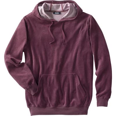 Men's Big & Tall Velour Long-Sleeve Pullover Hoodie by KingSize in Deep Burgundy (Size 5XL)