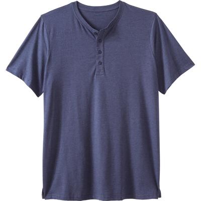 Men's Big & Tall Shrink-Less™ Lightweight Henley Longer Length T-Shirt by KingSize in Heather Slate Blue (Size 8XL) Henley Shirt