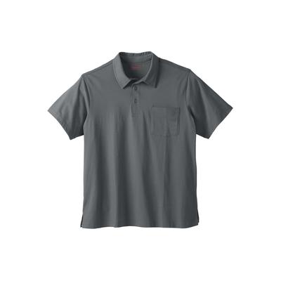 Men's Big & Tall Heavyweight Jersey Polo Shirt by KingSize in Steel (Size 4XL)