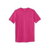 Men's Big & Tall Shrink-Less™ Lightweight Longer-Length Crewneck Pocket T-Shirt by KingSize in Electric Pink (Size 5XL)