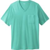 Men's Big & Tall Shrink-Less™ Lightweight V-Neck Pocket T-Shirt by KingSize in Tidal Green (Size 9XL)