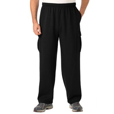 Men's Big & Tall Fleece Cargo Sweatpants by KingSize in Black (Size 7XL)