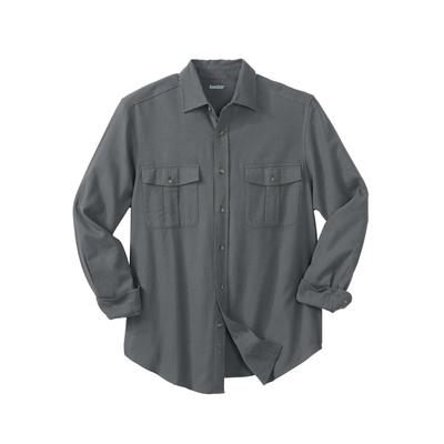 Men's Big & Tall Solid Double-Brushed Flannel Shirt by KingSize in Steel (Size 6XL)
