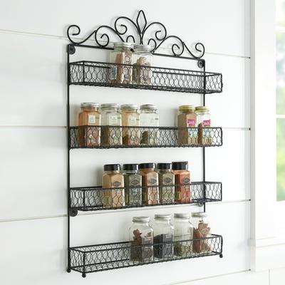 Scroll 4-Tier Spice Rack by BrylaneHome in Black Kitchen Spices Organizer