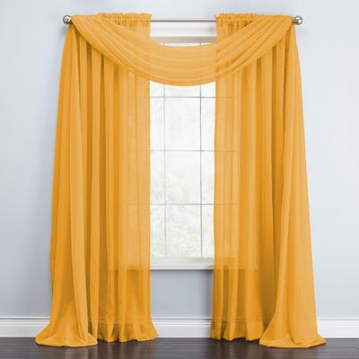 Wide Width BH Studio Sheer Voile Scarf Valance by BH Studio in Gold (Size 40" W 144"L) Window Curtain