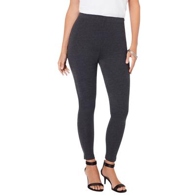 Plus Size Women's Ankle-Length Essential Stretch Legging by Roaman's in Heather Charcoal (Size 1X) Activewear Workout Yoga Pants