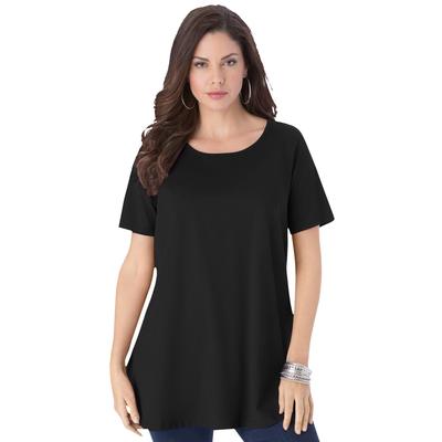 Plus Size Women's Swing Ultimate Tee with Keyhole Back by Roaman's in Black (Size 3X) Short Sleeve T-Shirt