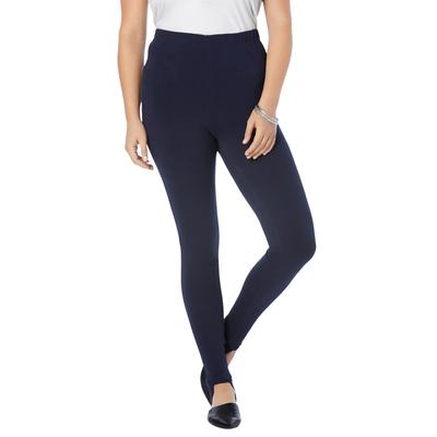 Plus Size Women's Essential Stretch Stirrup Legging by Roaman's in Navy (Size 26/28) Activewear Workout Yoga Pants