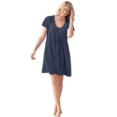 Plus Size Women's Box-Pleat Cover Up by Swim 365 in Navy (Size 22 24) Swimsuit Cover Up