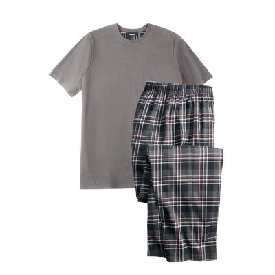 Men's Big & Tall Jersey Knit Plaid Pajama Set by KingSize in Black Plaid (Size 7XL) Pajamas
