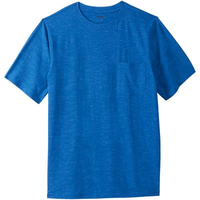Men's Big & Tall Shrink-Less Lightweight Pocket Crewneck T-Shirt by KingSize in Royal Blue Heather (Size 8XL)