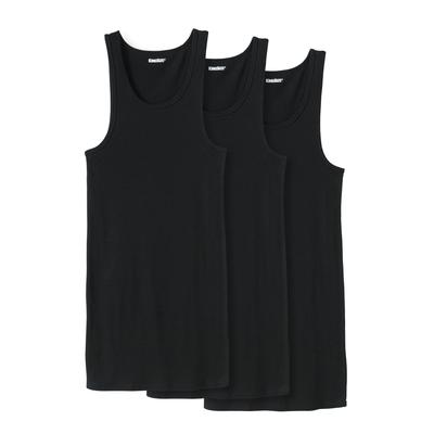 Men's Big & Tall Ribbed Cotton Tank Undershirt 3-Pack by KingSize in Black (Size 6XL)