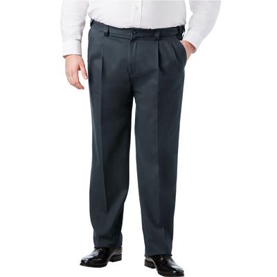 Men's Big & Tall Classic Fit Wrinkle-Free Expandable Waist Pleat Front Pants by KingSize in Carbon (Size 38 40)