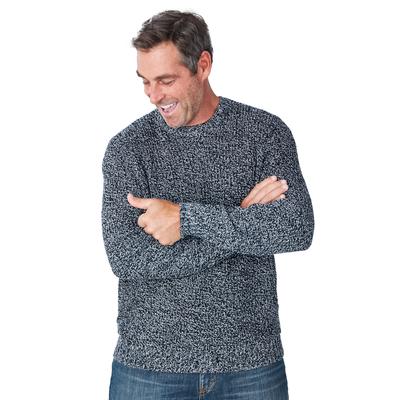 Men's Big & Tall Shaker Knit Crewneck Sweater by KingSize in Black Marl (Size 4XL)