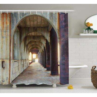 East Urban Home Corridor of Concrete Pillars Decor Single Shower Curtain Polyester | 75 H x 69 W in | Wayfair ESTN2724 40424664