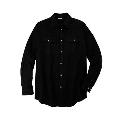 Men's Big & Tall Solid Double-Brushed Flannel Shirt by KingSize in Black (Size 6XL)