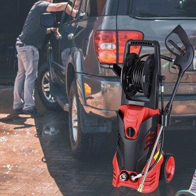 Yescom Electric High Power Pressure Washer w/ 5 Nozzles Built-In Soap Tank Hose Reel Maintenance Machine | 28.9 H x 11.6 W x 10.8 D in | Wayfair