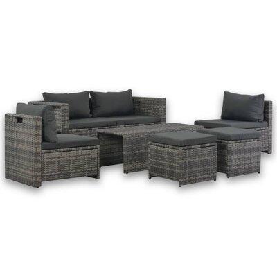 Latitude Run® Patio Furniture Set 6 Piece Sectional Sofa w/ Coffee Table Rattan Synthetic Wicker/All - Weather Wicker/Wicker/Rattan in Gray | Wayfair